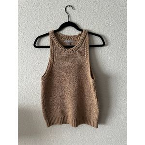 J Crew High-neck Textured Pointelle Sweater-Tank Dark Beechwood Size Medium